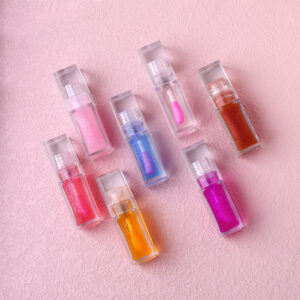 clear hourglass teardrop square tube plumping lip oil – private label ph color changing & nourishing lip gloss wholesale