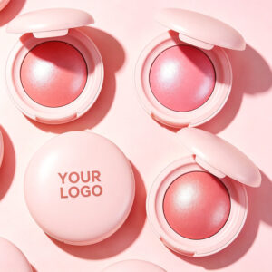 private label baked powder blush – custom logo luminous radiant shimmer baked blush compact wholesale