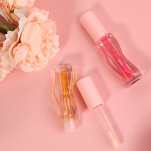 wavy twisted clear square tube lip oil – private label hydrating high shine plumping lip gloss wholesale